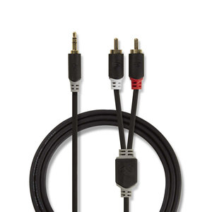 Stereo-Audiokabel | 3,5 mm Male | 2x RCA Male | Verguld | 3.00 m | Rond | Antraciet | Window Box