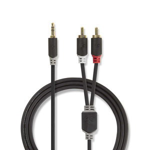 Stereo-Audiokabel | 3,5 mm Male | 2x RCA Male | Verguld | 10.0 m | Rond | Antraciet | Window Box