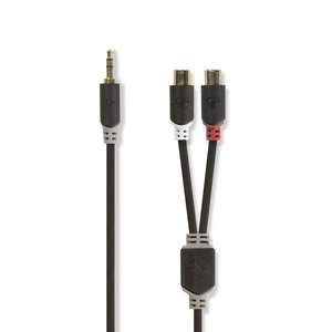 Stereo-Audiokabel | 3,5 mm Male | 2x RCA Female | Verguld | 0.20 m | Rond | Antraciet | Window Box