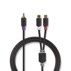 Subwoofer-Kabel | RCA Male | 2x RCA Female | Verguld | 0.20 m | Rond | 4.0 mm | Antraciet | Window Box