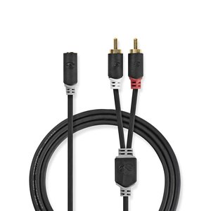 Stereo-Audiokabel | 2x RCA Male | 3,5 mm Female | Verguld | 0.20 m | Rond | Antraciet | Window Box