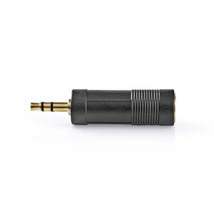 Stereo-Audioadapter | 3,5 mm Male | 6,35 mm Female | Verguld | Recht | ABS | Antraciet | 1 Stuks | Window Box