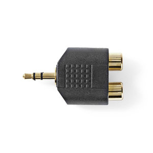 Stereo-Audioadapter | 3,5 mm Male | 2x RCA Female | Verguld | Recht | ABS | Antraciet | 1 Stuks | Window Box