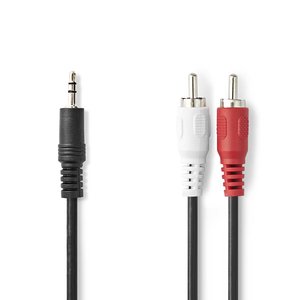 Stereo-Audiokabel | 3,5 mm Male | 2x RCA Male | Vernikkeld | 1.00 m | Rond | Zwart | Polybag