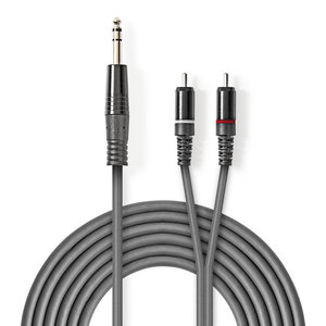 Stereo-Audiokabel | 6,35 mm Male | 2x RCA Male | Vernikkeld | 3.00 m | Rond | Donkergrijs | Kartonnen Sleeve