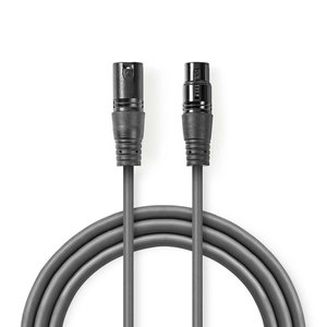 Gebalanceerde Audiokabel | XLR 3-Pins Male | XLR 3-Pins Female | Vernikkeld | 0.50 m | Rond | PVC | Donkergrijs | Kartonnen Sleeve