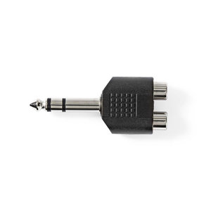 Stereo-Audioadapter | 6,35 mm Male | 2x RCA Female | Vernikkeld | Recht | ABS | Zwart | 10 Stuks | Polybag