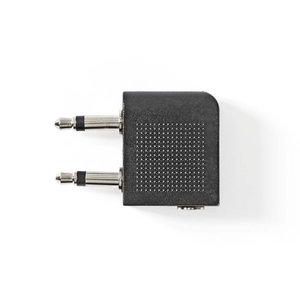 Stereo-Audioadapter | 2x 3,5 mm Male | 3,5 mm Female | Vernikkeld | 90° Gehoekt | Metaal | Zwart | 10 Stuks | Polybag