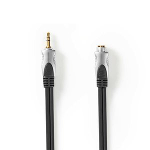 Stereo-Audiokabel | 3,5 mm Male | 3,5 mm Female | Verguld | 10.0 m | Rond | Antraciet | Clamshell