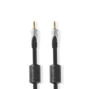 Stereo-Audiokabel | 3,5 mm Male | 3,5 mm Male | Verguld | 5.00 m | Rond | Antraciet | Clamshell