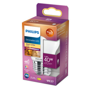 Philips LED lamp E27 40W 470Lm kogel mat dimbaar