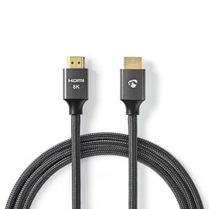 HDMI™ Kabel | HDMI™ Connector | HDMI™ Connector | 8K@60Hz | Verguld | 1.00 m | Katoen | Antraciet / Gunmetal | Cover Window Box