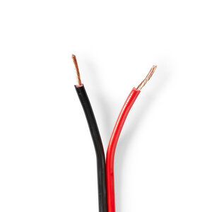 Speaker-Kabel | 2x 1.50 mm² | Koper | 25.0 m | Rond | PVC | Rood / Zwart | Rol