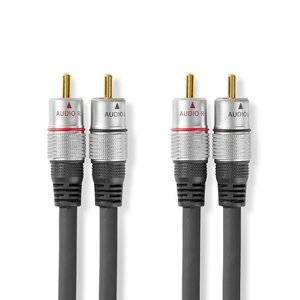 Stereo-Audiokabel | 2x RCA Male | 2x RCA Male | Verguld | 2.50 m | Rond | Antraciet | Doos