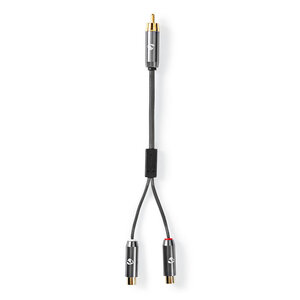 Subwoofer-Kabel | RCA Male | 2x RCA Female | Verguld | 0.20 m | Rond | 4.5 mm | Gun Metal Grijs | Cover Window Box