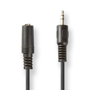 Stereo-Audiokabel | 3,5 mm Male | 3,5 mm Female | Vernikkeld | 2.00 m | Rond | Zwart | Label