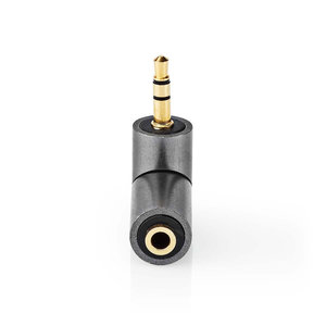 Stereo-Audioadapter | 3,5 mm Male | 3,5 mm Female | Verguld | Recht | Metaal | Goud / Gun Metal Grijs | 1 Stuks | Cover Window Box