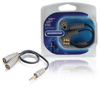 Stereo Audiokabel 3.5 mm Male - 2x 3.5 mm Female 0.20 m Blauw